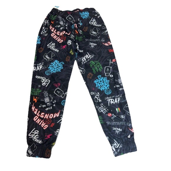 Fresh Prints of Bel-Air Jogger Pants Medium Black Multi Graphic Streetwear NWT - Picture 3 of 7